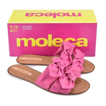 Imagem de Rasteira Moleca Camurça Flex Pink Laços Feminino Conforto