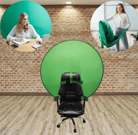 Imagem de Rebatedor Chroma Key Background Verde 110cm com Fixador de Cadeira para Transmissões e Youtubers