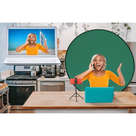 Imagem de Rebatedor Chroma Key Background Verde 140cm com Fixador de Cadeira para Transmissões e Youtubers