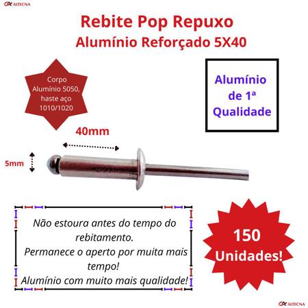 Imagem de Rebite Pop Alumínio Reforçado 540 Blind Rivets 5x40c/150unid