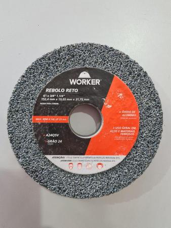 Imagem de Rebolo Reto uso Geral 6" X 3/4" Worker Grão 24