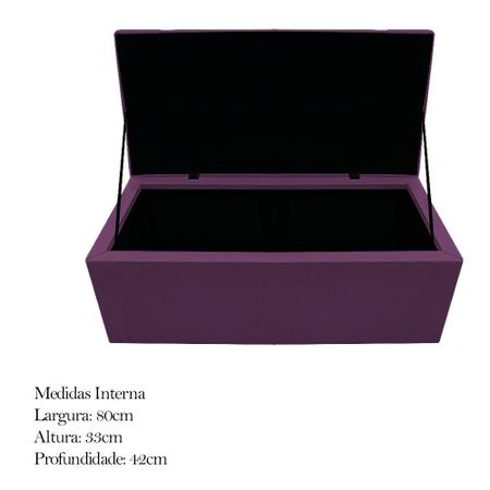 Imagem de Recamier Baú Estofada Mel 90 cm Solteiro Com Capitonê  Suede Roxo - ADJ Decor