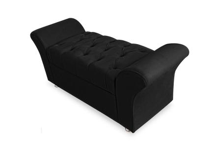 Recamier Baú Estofado Com Capitonê Veneza 195 cm Suede Preto - INCASA DECOR - Doce Lar Decorações Imagem de Recamier Baú Estofado Com Capitonê Veneza 195 cm Suede Preto - INCASA DECOR