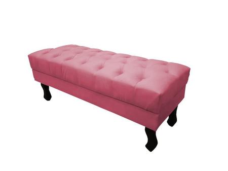 Imagem de Recamier Baú Luis Xv Capitonê Retrô 100 cm Suede Rosa Ms Decor