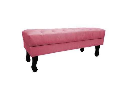 Imagem de Recamier Baú Luis Xv Capitonê Retrô 100 cm Suede Rosa Ms Decor