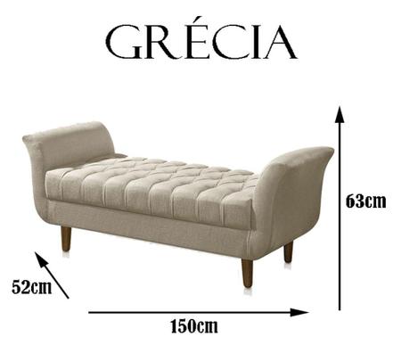 Imagem de Recamier Calçadeira Decorativo Quarto Closset 150cm Grecia Suede Cinza - LM DECOR