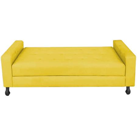 Imagem de Recamier Calçadeira Sofá Cristal   90 cm Solteiro Baú Quarto Sala Suede Amarelo -Damaffê  Móveis