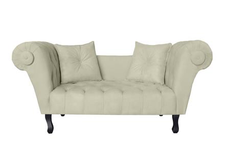 Recamier Decorativo Divã Dubai Couro Bege Pés Madeira Mz Decor - Mazzero Decor Imagem de Recamier Decorativo Divã Dubai Couro Bege Pés Madeira Mz Decor