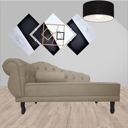 Imagem de Recamier Decorativo Divã Larissa Lado Direito Suede Capuccino Pés Madeira Mz Decor