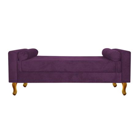 Imagem de Recamier Divã Félix Baú 90 cm Estofado Luiz XV Sofá Suede Roxo Para Sala de Estar Consultório Quarto Recepção Escritório - AM Decor