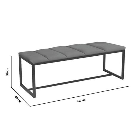 Imagem de Recamier Industrial Carla 140cm Casal Quarto Box Cama Ferro Preto Sintético Cinza Escuro - Ahz Móveis