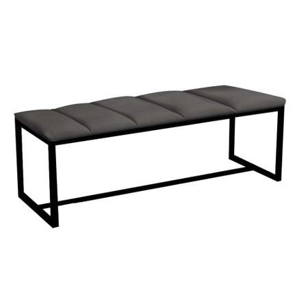 Imagem de Recamier Industrial Carla 140cm Casal Quarto Box Cama Ferro Preto Sintético Cinza Escuro - Ahz Móveis