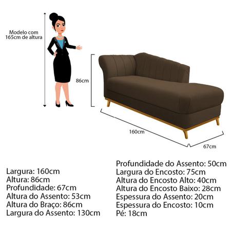 Imagem de Recamier Vanessa 160cm Lado Esquerdo Suede Marrom - Doce Sonho Móveis