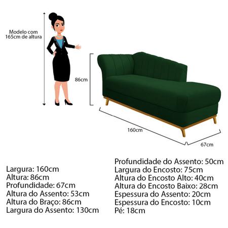 Imagem de Recamier Vanessa 160cm Lado Esquerdo Suede Verde - Doce Sonho Móveis