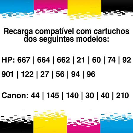 Imagem de Recarga de Cartucho 664 Compatível com Impressora HP 2676