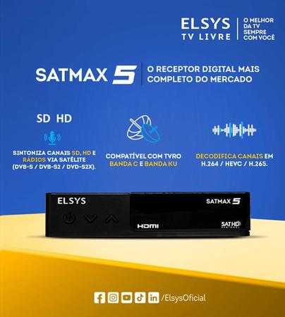 Imagem de Receptor Digital Novo Modelo Satmax 5 Elsys Banda C E Ku