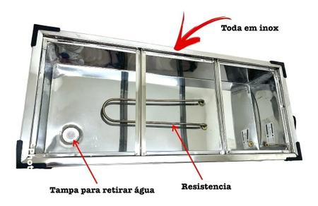 Imagem de Rechaud Banho Maria Elétrico Térmico 220v Inox 4 Cubas Linha