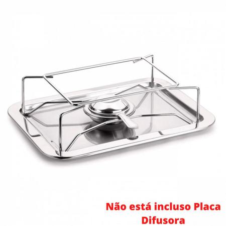 Imagem de Rechaud Sem Placa Difusora Aco Inox + 8 Pastilhas de Alcool para Queimadores  Forma 