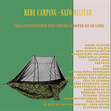 Rede Camping com Mosqueteiro SAFO MILITAR Cores Camuflada Imagem de Rede Camping com Mosqueteiro SAFO MILITAR Cores Camuflada