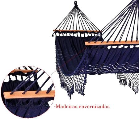Imagem de Rede De Dormir Descanso Azul Marinho Com madeira