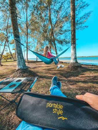 Imagem de Rede De Dormir Descanso Camping Pesca Lazer Portátil Com  Corda e Mosquetão  Portable Style