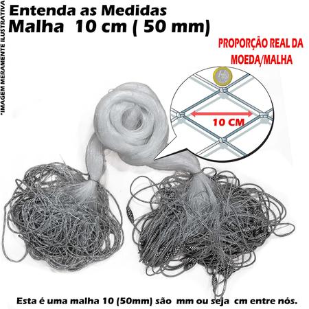 Imagem de Rede de Espera Pesca Pronta Malha 10 50mm 50mt 50X50X16 50MT