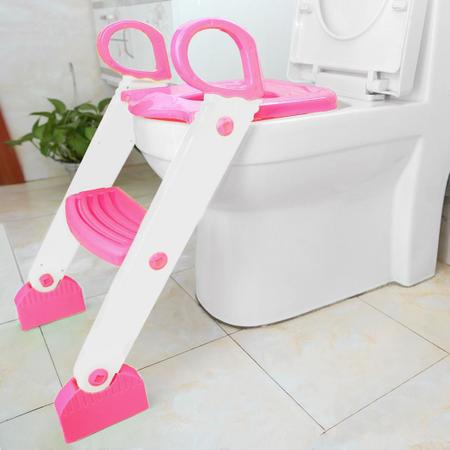 Imagem de Redutor De Assento Sanitário Infantil Com Degrau Rosa - Clingo