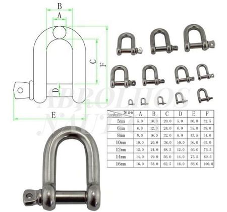 Imagem de Ref.: 3545 - manilha reta 6mm - aco inox 316.