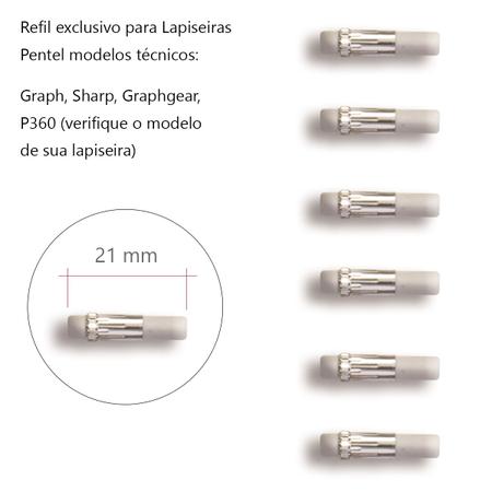 Imagem de Refil Borracha para Lapiseira PENTEL Ref SM/Z2-6 Cartela c/6