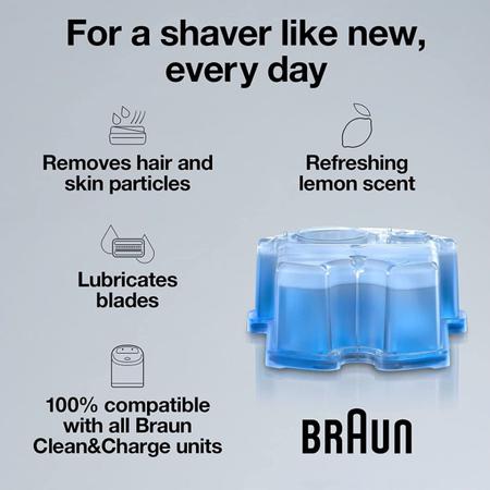 Refil Cartucho Clean & Renew Limpeza Barbeador Braun 1 Unid