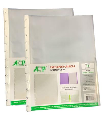 Imagem de Refil de Envelopes Plásticos Para Pasta Catalogo inteligente 20 Unidades A4