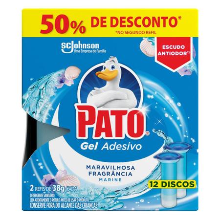 Imagem de Refil Desodorizador Sanitário Pato Gel Adesivo Marine