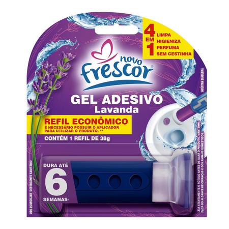 Imagem de Refil Detergente Sanitários Reposição Gel Adesivo 38g Novo Frescor Dura até 6 Semanas
