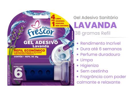 Imagem de Refil Detergente Sanitários Reposição Gel Adesivo 38g Novo Frescor Dura até 6 Semanas