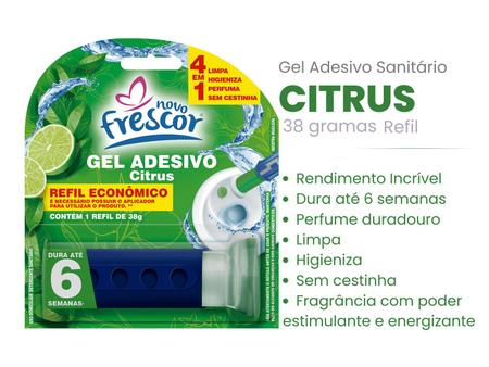 Imagem de Refil Detergente Sanitários Reposição Gel Adesivo 38g Novo Frescor Dura até 6 Semanas