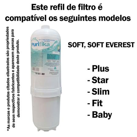 Imagem de Refil Filtro Agua Purifika Compatível Purificador Soft Everest Lacrado Plus Star Slim Fit e Baby