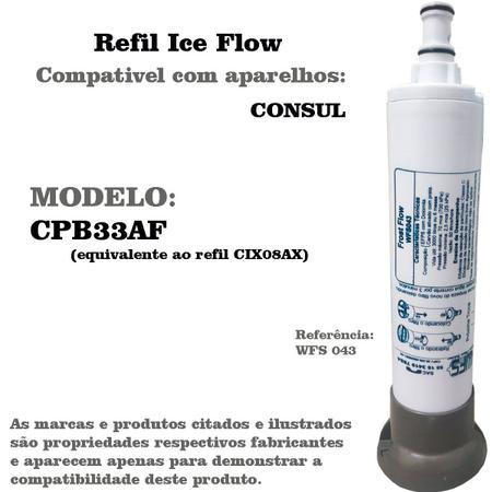 Imagem de Refil Filtro Compatível Purificador Água Consul CPB33 AF CIX08AX Tampa Cinza