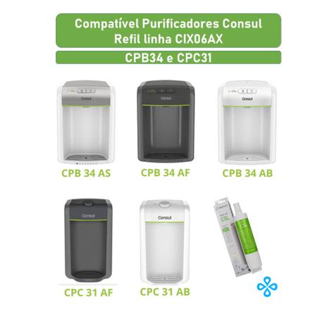 Imagem de Refil Filtro Compatível Purificador Consul CIX06 - CPB34AB-CPB34AS-CPB34AF-CPC31AB-CPC31AF - Hidro