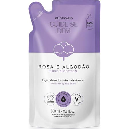 Imagem de Refil Hidratante Cuide-se Bem Rosa e Algodão 350ml O Boticário