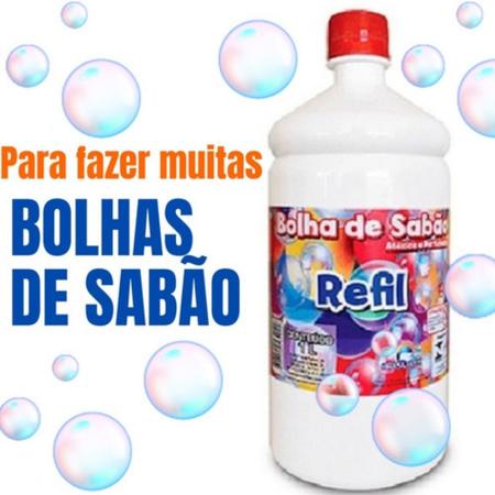 Imagem de Refil Liquido De Bolha Sabão 1 Litro Fluido Maquina Festa