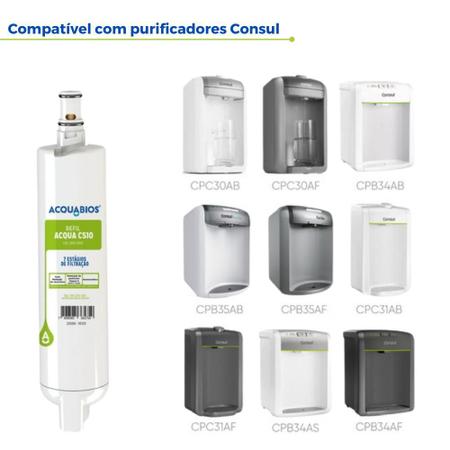 Imagem de Refil Purificador Água Bebedouro Filtro Vela Facilite Acquabios Compatível Com Consul Cpb34 Cpc31 Cpc30 Cpb35