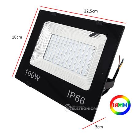 Imagem de Refletor 100W Led Holofote 16 Opções De Cores Rgb Com Controle Remoto RERGB100W