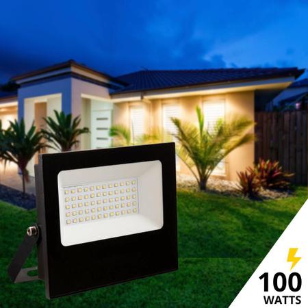 Imagem de Refletor Led 100W Branco Quente SMD Ip66 Resistente a Água Bivolt Jardim Iluminação