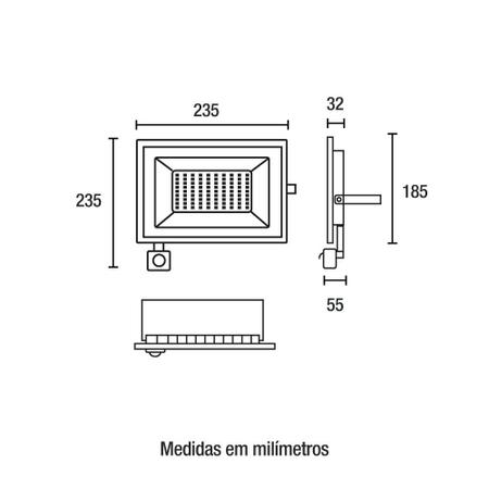 Imagem de Refletor LED 100w Com Sensor De Presença IP65 6500k Branco Frio - Blumenau