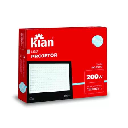 Imagem de Refletor Led Preto 200W 6500K IP65 (Branco Frio) - Kian