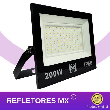 Imagem de Refletor LED SMD 200w Holofote Prova d'água Branco Frio 6500k Luz Branca Bivolt 110v 220v Blindado Alta Potência IP66