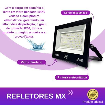 Imagem de Refletor LED SMD 300w Holofote Prova d'água Branco Frio 6500k Luz Branca Bivolt 110v 220v Blindado IP66