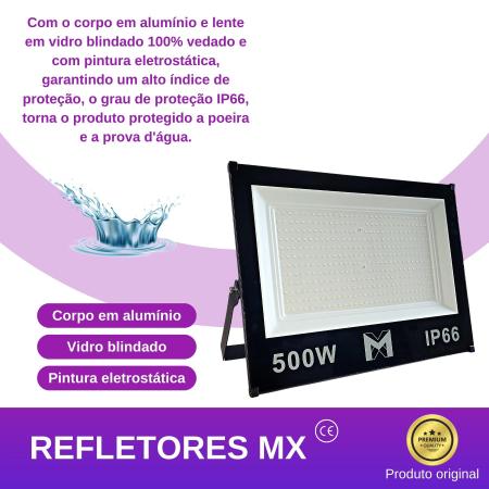 Imagem de Refletor LED SMD 500w Holofote A Prova d'água Branco Frio 6500k Luz Branca Alta Potência Bivolt IP66