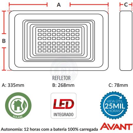 Imagem de Refletor Led Solar 200W Sensor Presença Branco Frio 6500K IP65