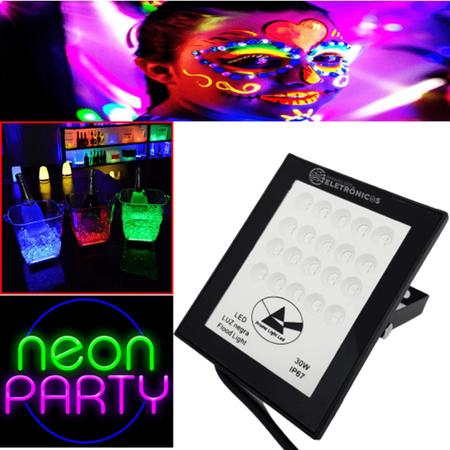Imagem de Refletor Luz Negra Uv Ultravioleta Iluminação Eventos Shows Festas Dj Top 30w Ye30010